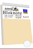 Telli Masaüstü Not Defteri Kareli A5 Orta Boy 1 Adet Masa Üstü Plastik Kapaklı Spiralli Bloknot Blocknote 80 Yaprak Büro - 4