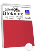 Telli Masaüstü Not Defteri Kareli A5 Orta Boy 1 Adet Masa Üstü Plastik Kapaklı Spiralli Bloknot Blocknote 80 Yaprak Büro - 3