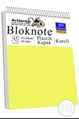 Telli Masaüstü Not Defteri Kareli A5 Orta Boy 1 Adet Masa Üstü Plastik Kapaklı Spiralli Bloknot Blocknote 80 Yaprak Büro - 8