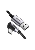 UGREEN USB-C to USB-A 3A QC 90 Derece Hızlı Şarj Kablosu, 2 Metre, Uzay Girişi, 50942 - 1