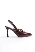 New Lehrte Bordo Kadın İnce Topuklu Ayakkabı - 3