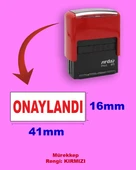 Onaylandı Kaşesi, 911 (41mmx16mm) Kırmızı Keçeli Otomatik Kaşe thumbnail 1