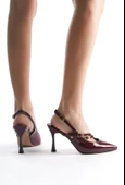 New Lehrte Bordo Kadın İnce Topuklu Ayakkabı - 2