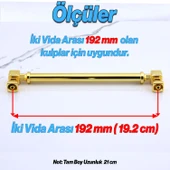 Mobilya Çekmece Mutfak Dolabı Dolap Kulpları Kulb 19.2 cm Gold Altın Metal Kulp 192 mm thumbnail 2