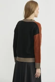 Renk Geçişli Oversize Yünlü Triko Hırka - Siyah thumbnail 6