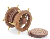 Pirinç Dümenli Ahşap Bardak Altı - 1