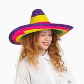 Sombrero Meksika Şapkası Renkli Örme Hasır Çocuk Boy thumbnail 3