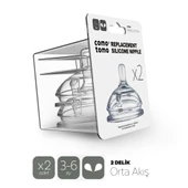 Comotomo Silikon 2'Li Biberon Emziği Orta Akış 3-6 Ay thumbnail 1