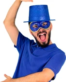 Mavi Renk Parıltılı Simli Fötr Silindir Parti Şapkası thumbnail 1