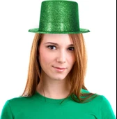 Yeşil Renk Parıltılı Simli Fötr Silindir Parti Şapkası thumbnail 3