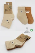 NessiWorld Bear Penye Soket Çorap 2'Li BS10116 Bej thumbnail 5