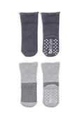 NessiWorld Çemberli Kaymaz Havlu Soket Çorap 2'Li BS10503 Gri-Antrasit thumbnail 3