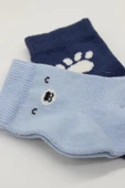 NessiWorld Bear Penye Soket Çorap 2'Li BS10116 Mavi thumbnail 4