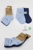 NessiWorld Bear Penye Soket Çorap 2'Li BS10116 Mavi thumbnail 5