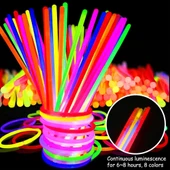 Karanlıkta Yanan Parlayan Fosforlu Glow Stick Çubuk Bileklik 50 Adet thumbnail 2