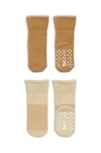 NessiWorld Çemberli Kaymaz Havlu Soket Çorap 2'Li BS10503 Bej-Hardal thumbnail 3