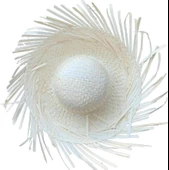 Tropikal Parti Beyaz Hasır Hawaii Şapkası 13x36 cm thumbnail 2