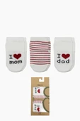 NessiWorld Mom Dad 3'Lü Penye Soket Çorap 10123 Ekru thumbnail 1