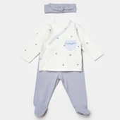 Bibaby Biorganic Love Floral 3 Parça Zıbın Seti 73346 Ekru Lila thumbnail 1