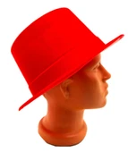 Kırmızı Renk Plastik Nubuk Kadife Kaplama Fötr Şapka 11 cm thumbnail 1