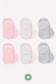 NessiWorld 6'Lı Silikonlu Babet Penye Çorap BS30101B Pembe Ekru Gri thumbnail 1