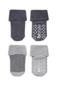 NessiWorld Çemberli Kaymaz Havlu Soket Çorap 2'Li BS10503 Gri-Antrasit thumbnail 2