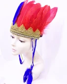 Bordo Mavi Renk Tüylü Kızılderili Başlığı | Taraftar Başlığı thumbnail 1