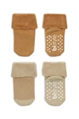 NessiWorld Çemberli Kaymaz Havlu Soket Çorap 2'Li BS10503 Bej-Hardal thumbnail 2