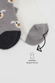 NessiWorld Love Dog Penye Soket Çorap 2'Li BS10118 Gri thumbnail 3