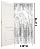 Gümüş Renk ENessiWorldtra Metalize Parlak Saçaklı Arka Fon Perde İthal A Kalite 1x2 Metre thumbnail 4