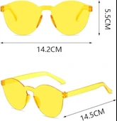 Sert Mika Oval Şekilli Çerçevesiz Sarı Gözlük Retro Parti 5x14 cm thumbnail 1