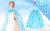 Karlar Ülkesi Elsa Frozen Mavi Pelerin – 80 cm Kar Desenli Çocuk Pelerini ( Taç Hariç ) thumbnail 4
