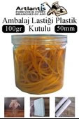 Ambalaj Lastiği 100 Gr Plastik Kutulu 1 Paket Mikro 50mm Para Lastigi Paket Lastiği Kopmaz %100 Kauçuk Elastik Kaliteli - 1
