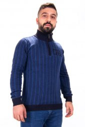TWİSTER 3475 LACİVERT İNDİGO DİK YAKA FERMUARLI TRİKO  ERKEK KAZAK - 1