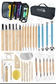 Çantalı Seramik ve Çömlek Şekillendirme Seti 36 Parça Ebeşuar Kil Modelaj Modelleme Top Uçlu Oyma Dip Alma Heykel Hobi thumbnail 1