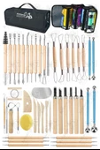 Çantalı Seramik ve Çömlek Şekillendirme Seti 47 Parça Ebeşuar Kil Modelaj Modelleme Top Uçlu Oyma Dip Alma Heykel Hobi - 1