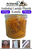 Ambalaj Lastiği 100 Gr Plastik Kutulu 1 Paket Mikro 38 mm Para Lastigi Paket Lastiği Kopmaz %100 Kauçuk Elastik Kaliteli - 1