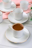 Tabak Evi Porselen Rose Altın Yaldız Kahve Fincan Takımı 70cc 6 Kişilik 12 Parça - 7