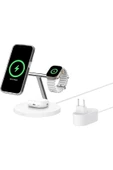 Belkin BoostCharge Pro 3'ü 1 Arada, Qi2 MagSafe Kablosuz Şarj İstasyonu, Beyaz - 1