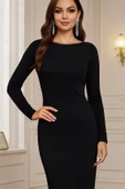 Kadın Uzun Kollu Yuvarlak Yaka Akrilik Elbise - 2