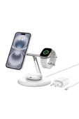 Belkin WIZ023VFWH Qi2 15W 3in1 MagSafe Şarj Standı - Beyaz - 1