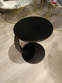 MERCAN MOBİLYA Siyah Tekerlekli C Sehpa Koltuk kenarı Yan Sehpa servis sehpa zigon sehpa - 1