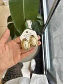 Taşlı Küpe - Krem - 2