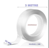 Nano Teknoloji Süper Yapıştırıcı Çift Taraflı Şeffaf Bant 1mm x 20mm x 3metre - 2