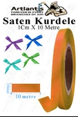 Kurdele Saten 1 Cm 10 Metre 1 Adet Saten Kurdela Parlak Hediye ve Süsleme Şeridi Süs Paketleme Çiçek Saç El Sanatı - 11