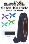 Kurdele Saten 1 Cm 10 Metre 1 Adet Saten Kurdela Parlak Hediye ve Süsleme Şeridi Süs Paketleme Çiçek Saç El Sanatı - 10