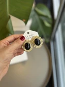 Taşlı Küpe - Siyah - 2