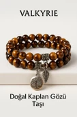 Valkyrie Doğal Kaplan Gözü Taşı Bileklik El Yapımı Enerji Dengeleyici Hayat Ağacı ve Yaprak Charm Denge ve Enerji - 2