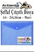A4 Çıtçıtlı Dosya Şeffaf Renkli Zarf Dosya 1 Adet Çıt Çıtlı Dosya Su Geçirmez 100 Yaprak Kapasite - 3
