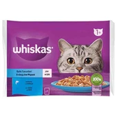 Whiskas ton somon pouch kedi yaş mama (4x85gr) 5adet balık favorileri ton somon kedi konserve - 3